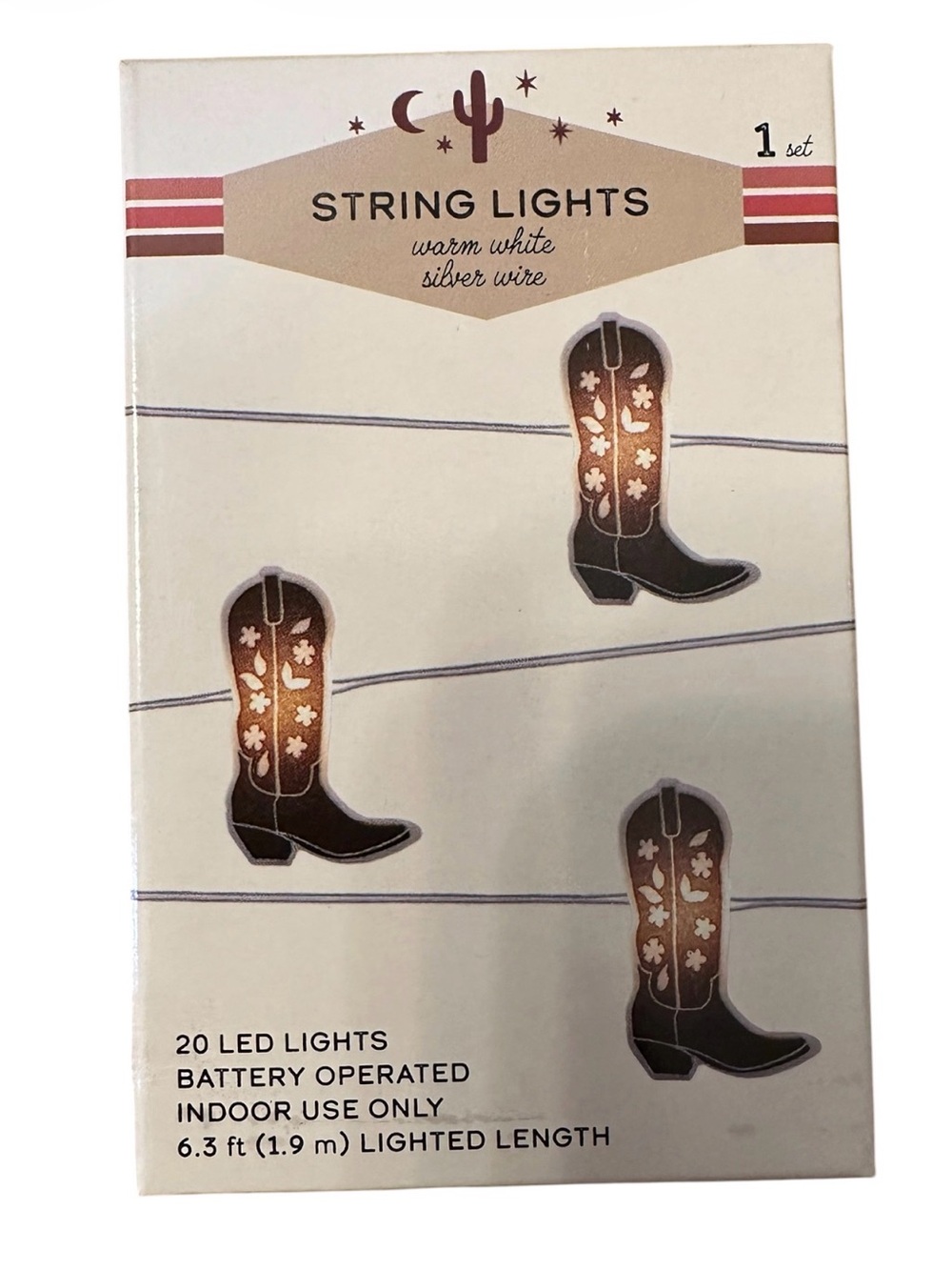 Western cowboy bundle with wall decor, Rodeo Vanilla Candle & Boot String Lights - Picture 4 of 5